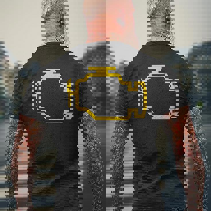 エンジンライトをチェック メンズTシャツ バックプリント 高齢者への贈り物