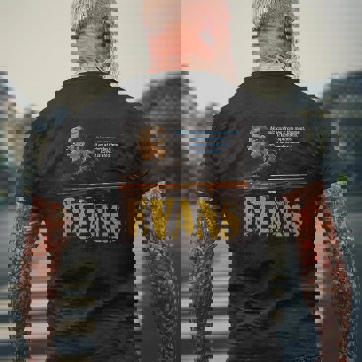 エヴァンス ジャズ 知恵 ピアニスト ミュージシャン メンズTシャツ バックプリント 高齢者への贈り物