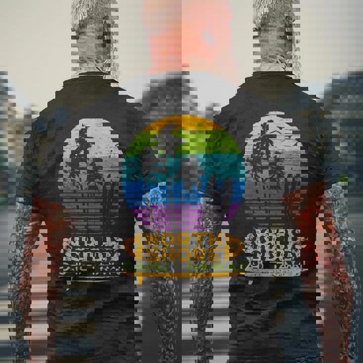 オアフ島ノースショア ハワイお土産サーフィンスタイル メンズTシャツ バックプリント 高齢者への贈り物