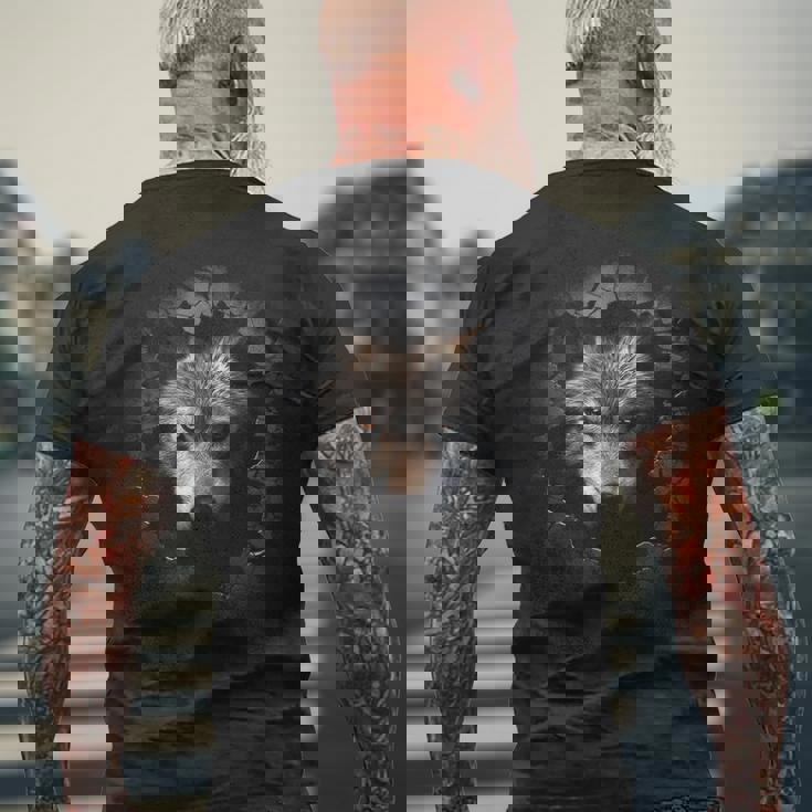 オオカミ イラスト 抽象画 動物 プリント グラフィック オオカミ メンズTシャツ バックプリント 高齢者への贈り物