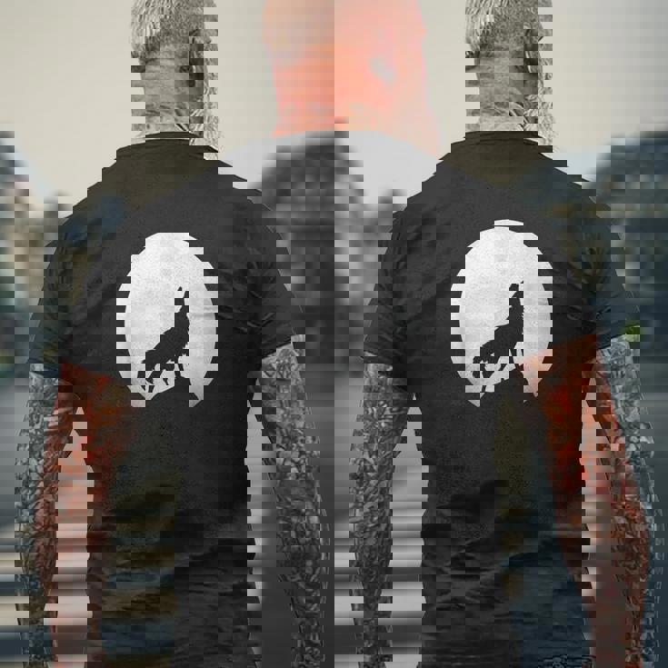 オオカミの遠吠え ライトローンウルフ メンズTシャツ バックプリント 高齢者への贈り物