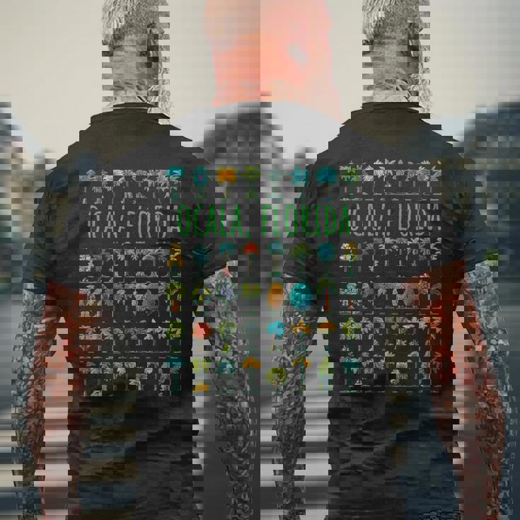 オカラフロリダ、アメリカ、ヤシの木のデザイン。 メンズTシャツ バックプリント 高齢者への贈り物