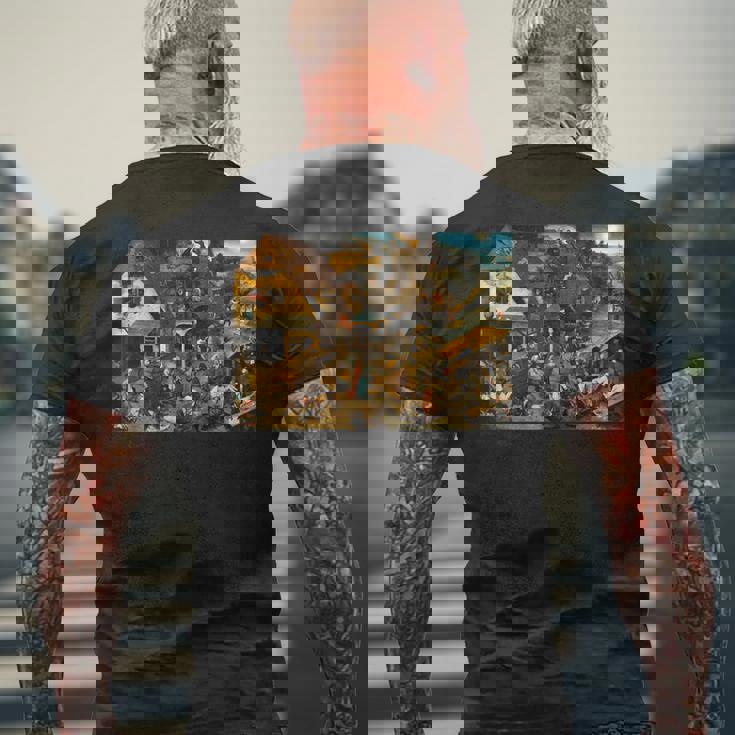 オランダのことわざ ピーテル・ブリューゲル 長老 1559 メンズTシャツ バックプリント 高齢者への贈り物