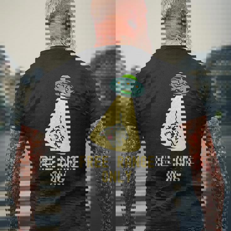 オーガニックフード 面白い Ufo エイリアン 誘拐牛 メンズTシャツ バックプリント 高齢者への贈り物