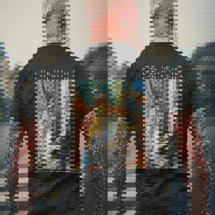 オーギュスト・ルノワール-ピアノに向かう二人の少女-ミュージシャン メンズTシャツ バックプリント 高齢者への贈り物