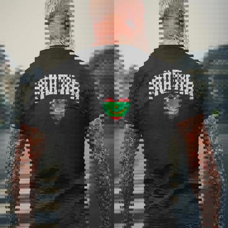 オーク フラッグ ハート オブ モーリタニア エンブレム National Pride & Unity メンズTシャツ バックプリント 高齢者への贈り物