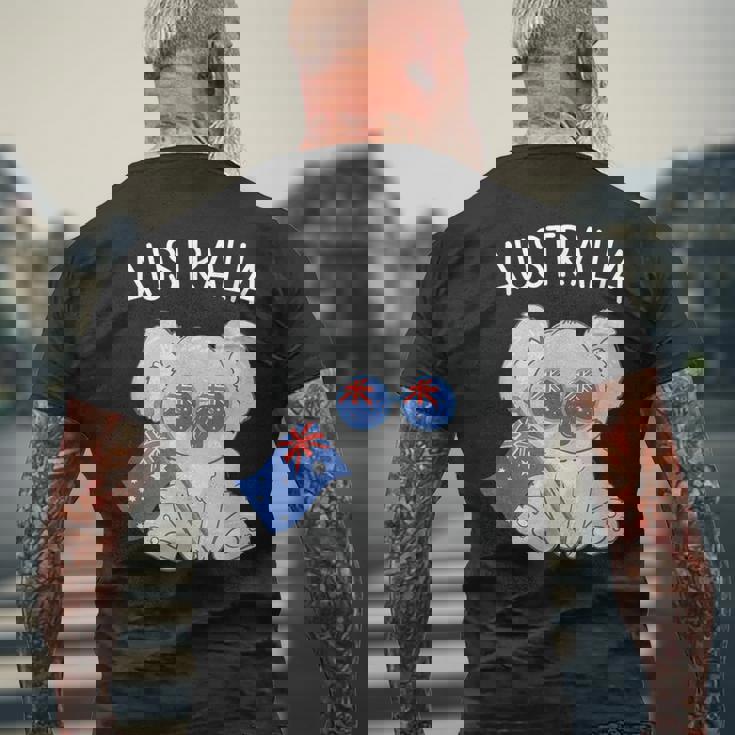 オーストラリアの国旗がかわいいコアラ メンズTシャツ バックプリント 高齢者への贈り物