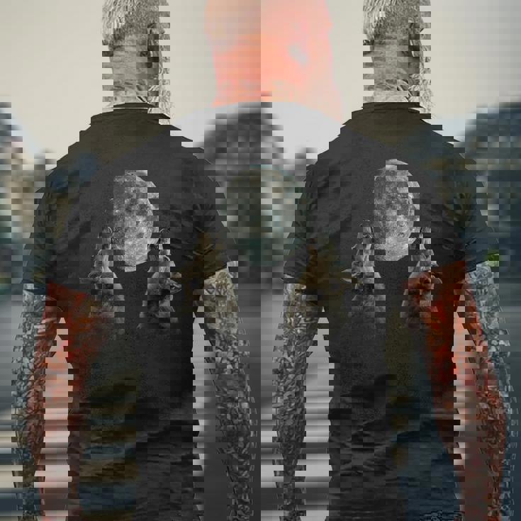 オーストラリアン・キャトル・ドッグ ハウリング・ムーン メンズTシャツ バックプリント 高齢者への贈り物