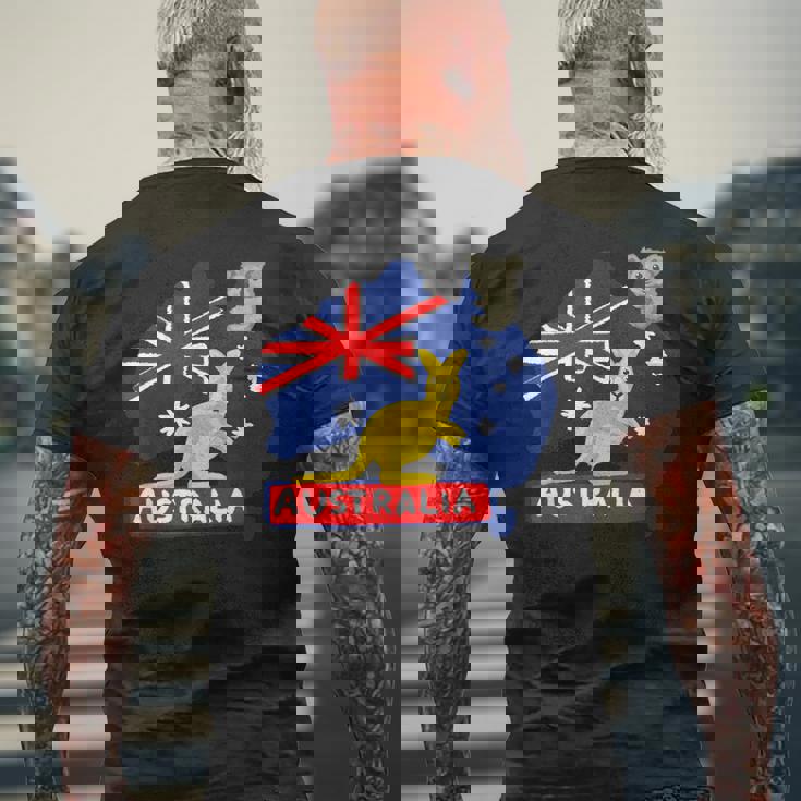 オーストラリア国旗マップ コンチネント カンガルー コアラ メンズTシャツ バックプリント 高齢者への贈り物