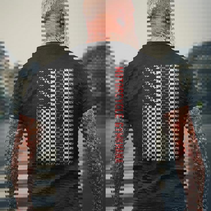 オートバイ ジムカーナ アメリカ国旗 7月4日 メンズTシャツ バックプリント 高齢者への贈り物