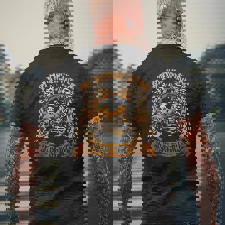 オートバイ トライク Motortrike 3輪 バイカーウィング ギフト メンズTシャツ バックプリント 高齢者への贈り物