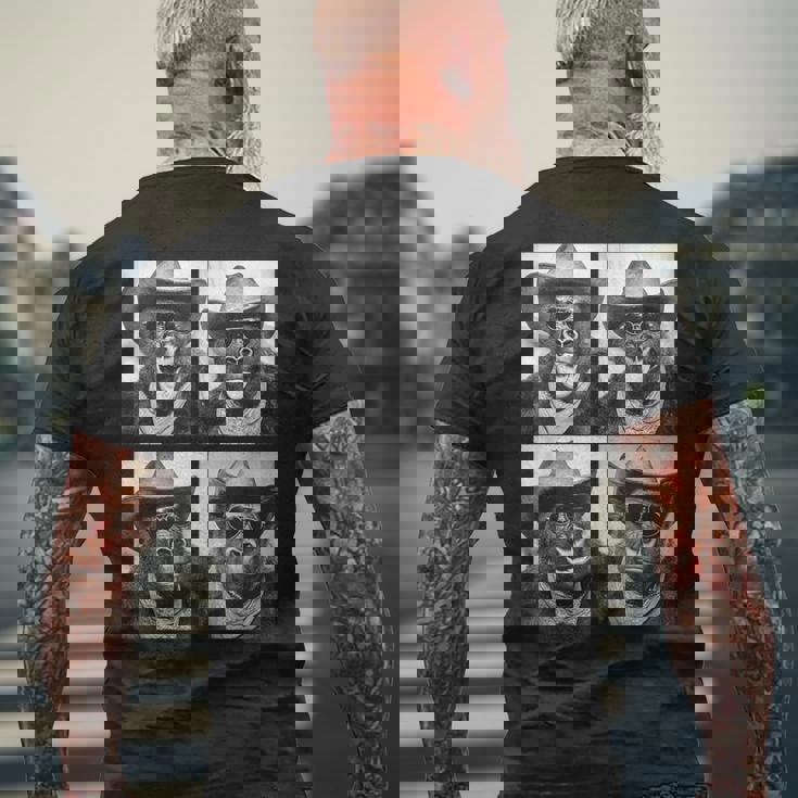 カウボーイ ゴリラ サングラス付き 動物 写真 ブース ウエスタン メンズTシャツ バックプリント 高齢者への贈り物