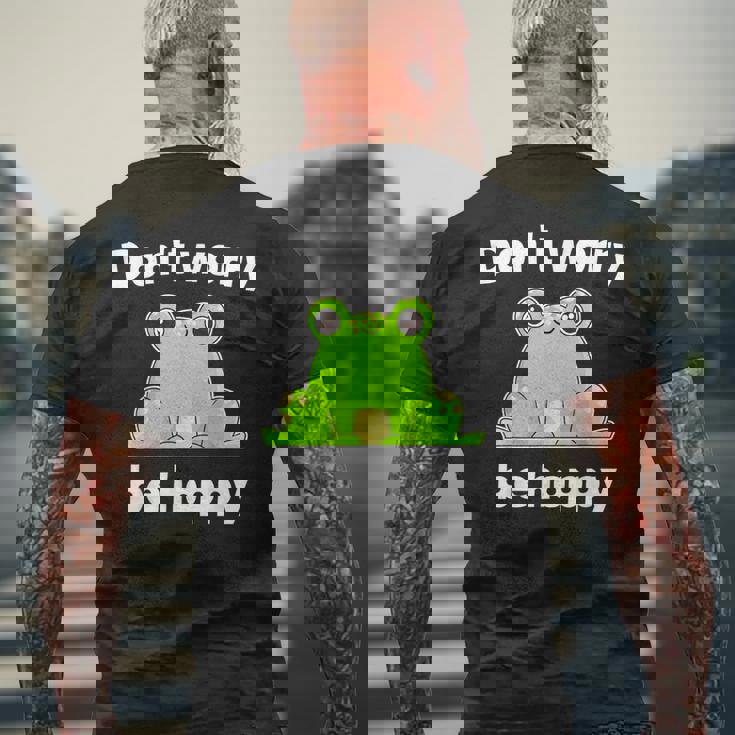 カエルのモチーフ面白いカエルのことわざは私にキスします Frog Motif Frogs Worry Hoppy メンズTシャツ バックプリント 高齢者への贈り物