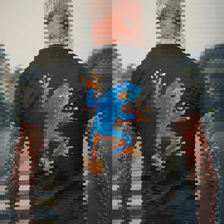 カエルの恋人-青いカエル メンズTシャツ バックプリント 高齢者への贈り物