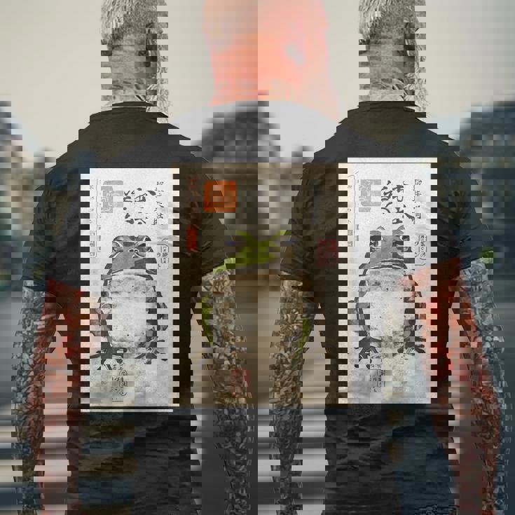 カエル浮世絵 アニメ 日本美術 メンズTシャツ バックプリント 高齢者への贈り物