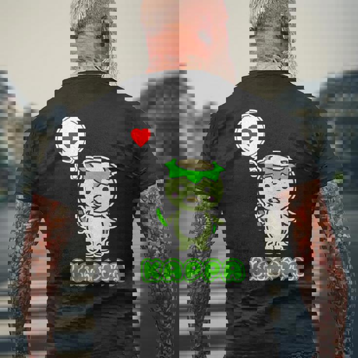 カッパくん『ハート』河童【どうぶつフレンズ】妖怪 ゆるくて かわいい キャラクター イラスト メンズTシャツ バックプリント 高齢者への贈り物