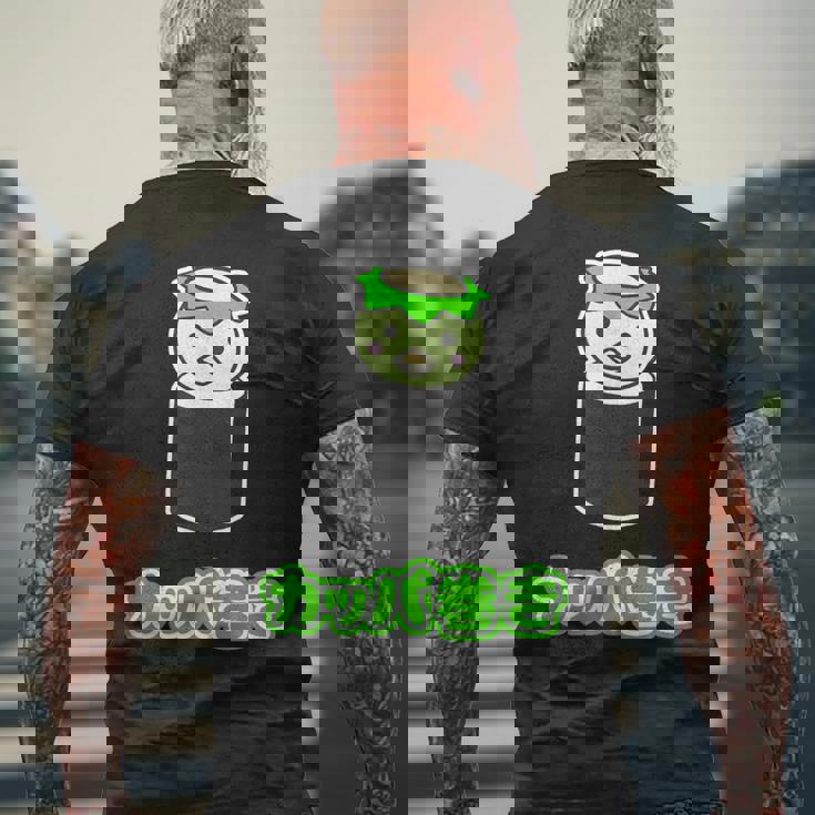 カッパ巻き【カッパ くん】河童 お寿司【どうぶつフレンズ】妖怪 ゆるくて かわいい キャラクター イラスト メンズTシャツ バックプリント 高齢者への贈り物