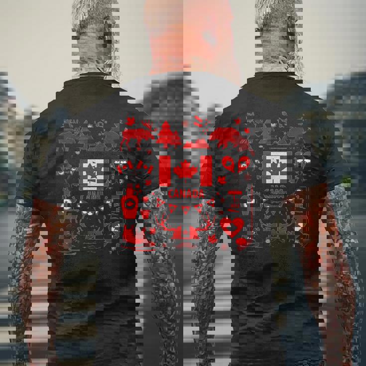 カナダ国旗tシャツ、カナダtシャツ、カナダ国旗、カナダ地図 メンズTシャツ バックプリント 高齢者への贈り物