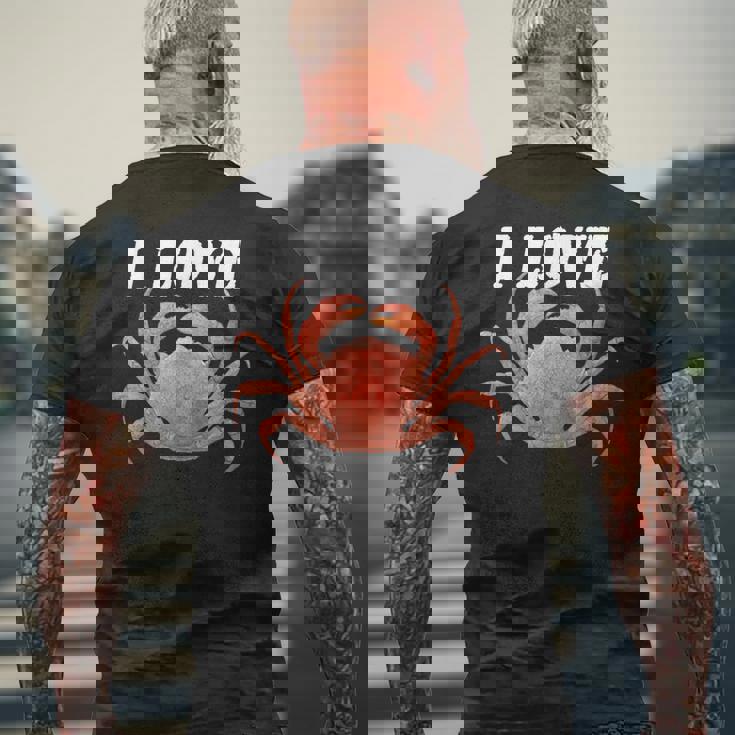 カニが大好き 美味しいカニ メンズTシャツ バックプリント 高齢者への贈り物