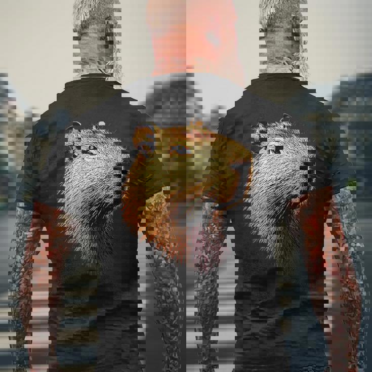 カピバラ Be Capy カピバラ げっ歯類 おもしろカピバラ Capybara メンズTシャツ バックプリント 高齢者への贈り物