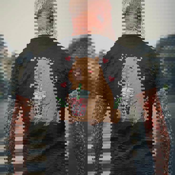 カピバラ ボバ バブルティー キッズ ガールズ キッズ カワイイ カピバラ メンズTシャツ バックプリント 高齢者への贈り物