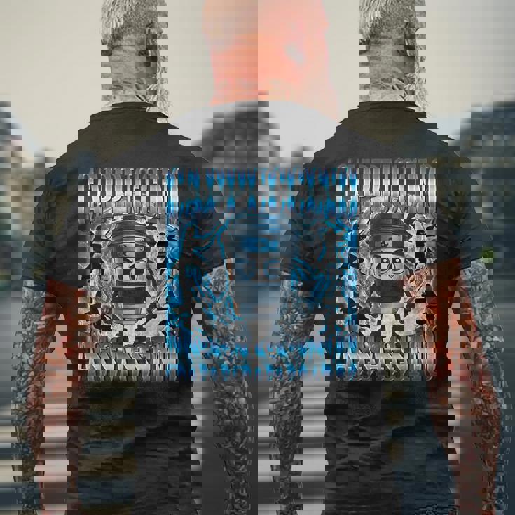 カプチーノ アサシーノ ファニー ミーム コーヒー イタリアン ブレイン メンズTシャツ バックプリント 高齢者への贈り物