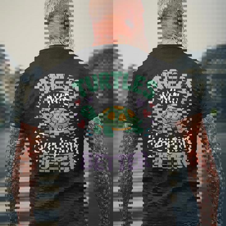 カメがすべてを良くするかわいい陸亀 メンズTシャツ バックプリント 高齢者への贈り物