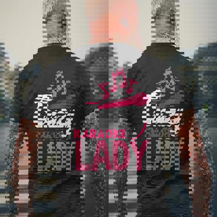 カラオケレディ おもしろ音楽好き カラオケシンガー メンズTシャツ バックプリント 高齢者への贈り物