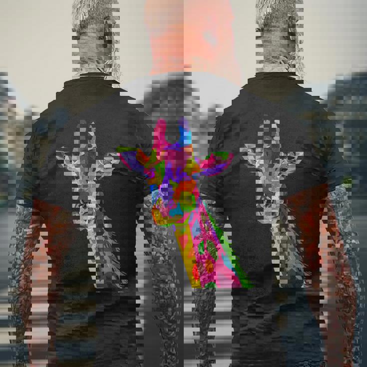 カラフルなキリン愛動物愛キリン メンズTシャツ バックプリント 高齢者への贈り物