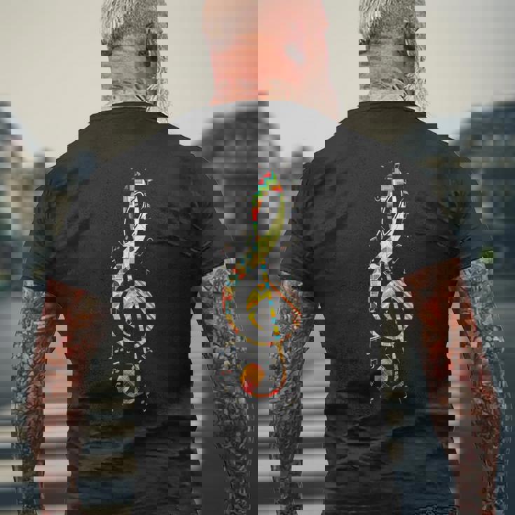 カラフルな音符 メンズTシャツ バックプリント 高齢者への贈り物