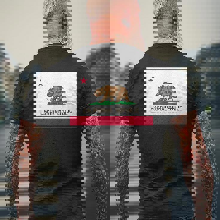 カリフォルニア州「ベアリパブリック」州旗 メンズTシャツ バックプリント 高齢者への贈り物