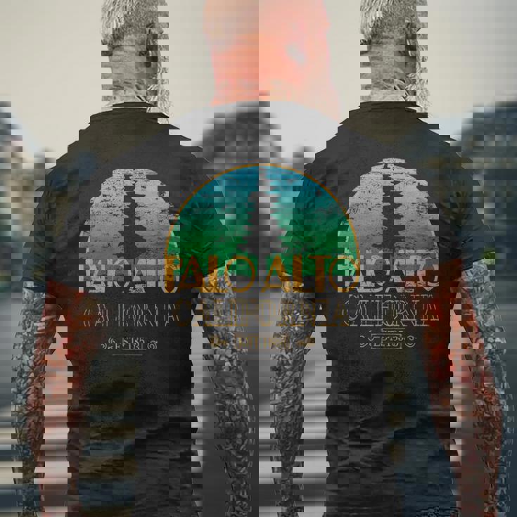 カリフォルニア州パロアルト-エルパロアルトツリー メンズTシャツ バックプリント 高齢者への贈り物