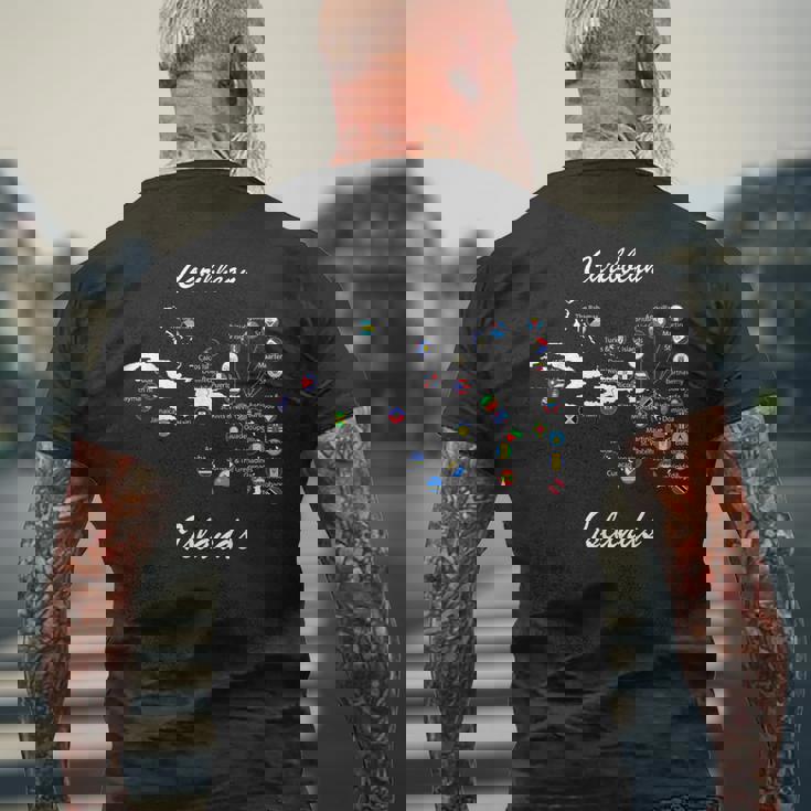 カリブ海諸島の旗と地図、カリブ海の休暇tシャツ メンズTシャツ バックプリント 高齢者への贈り物