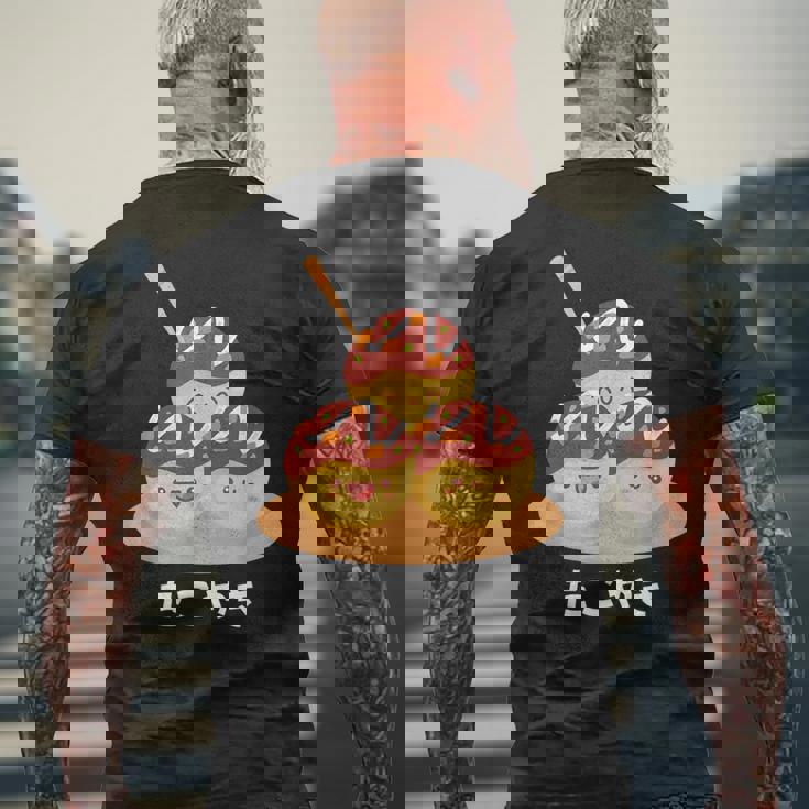 カワイイ たこ焼き 和 大阪 日本食 ひらがな 文字 メンズTシャツ バックプリント 高齢者への贈り物