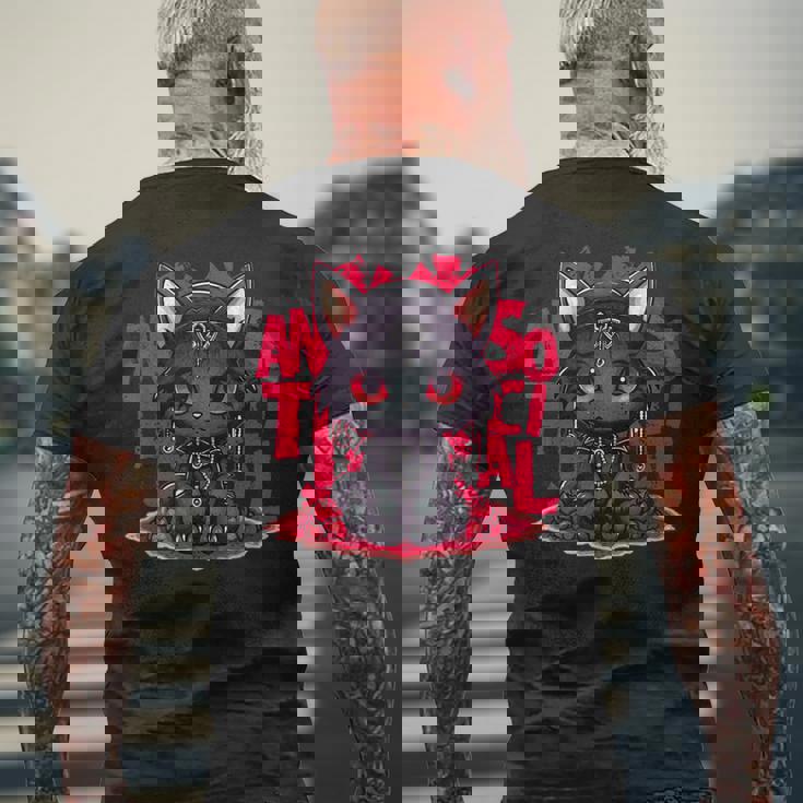 カワイイアニメ ゴシックキャット 反社会的 内向性 メンヘラ メンズTシャツ バックプリント 高齢者への贈り物