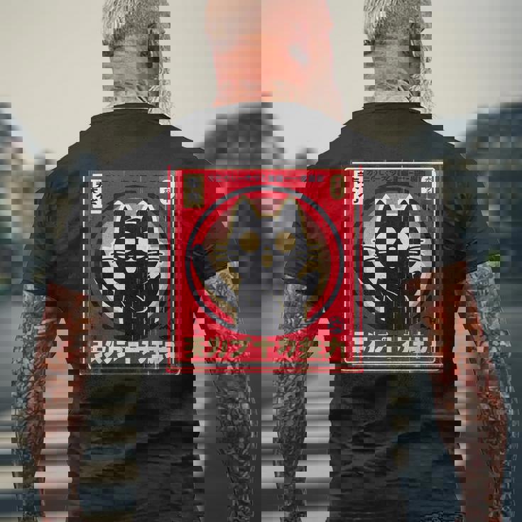 カワイイ猫 日本 アニメ メンズTシャツ バックプリント 高齢者への贈り物