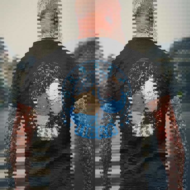 カワイイ猫占星術 星座天秤座 メンズTシャツ バックプリント 高齢者への贈り物