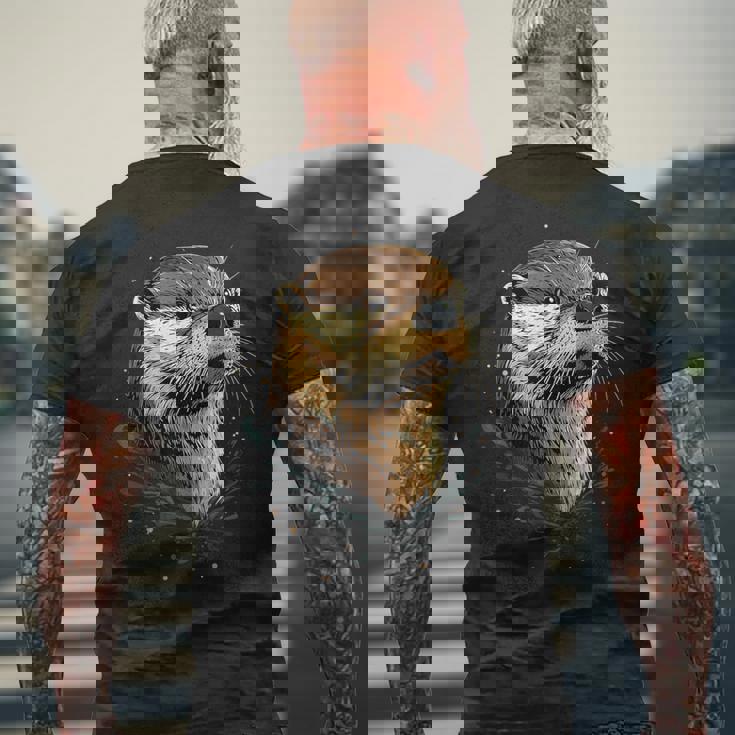 カワウソ モチーフ アイ・ラブ・ラッコ ラッコ・マーチン スウィート・ラッコ メンズTシャツ バックプリント 高齢者への贈り物