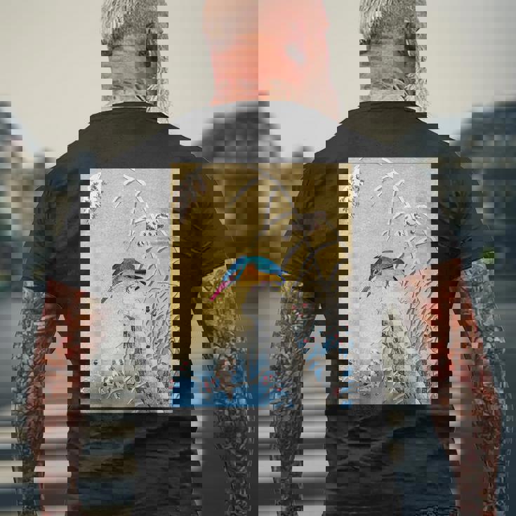 カワセミ 鳥 動物 ヴィンテージ 和 浮世絵 自然 江戸 メンズTシャツ バックプリント 高齢者への贈り物