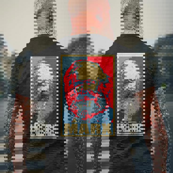 カール・マルクス プロパガンダ ポスター ポップアート メンズTシャツ バックプリント 高齢者への贈り物