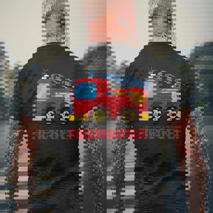 キッズ 消防車消防車 メンズTシャツ バックプリント 高齢者への贈り物