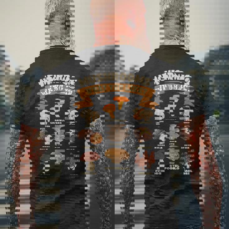 キノコ、好きなものキノコの種類 メンズTシャツ バックプリント 高齢者への贈り物