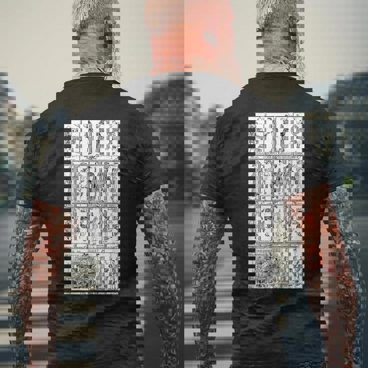 キャラクターモンタージュクリスマスキャロルtシャツ-ヴィンテージスクルージ メンズTシャツ バックプリント 高齢者への贈り物