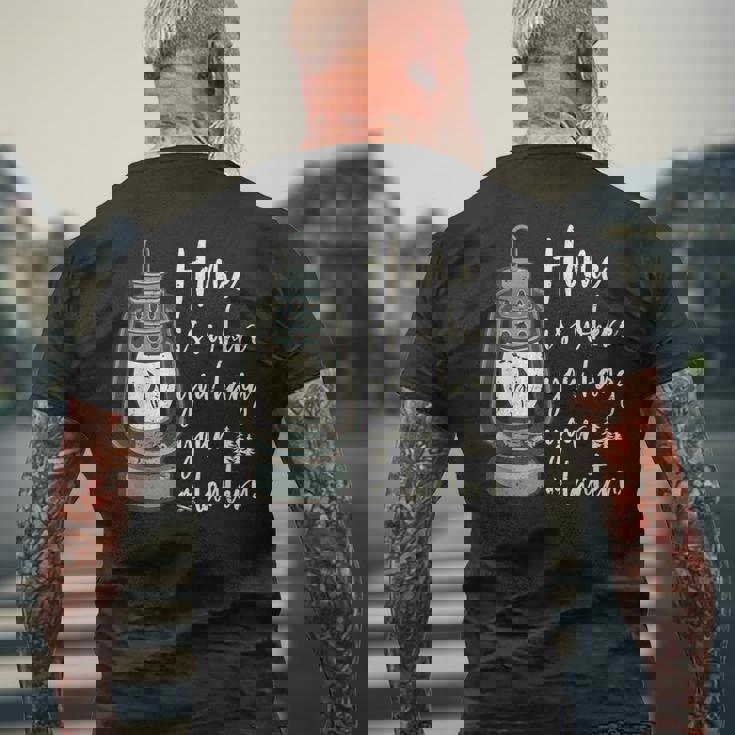 キャンプランタン 面白いキャンプ アウトドア用 ビンテージ メンズTシャツ バックプリント 高齢者への贈り物