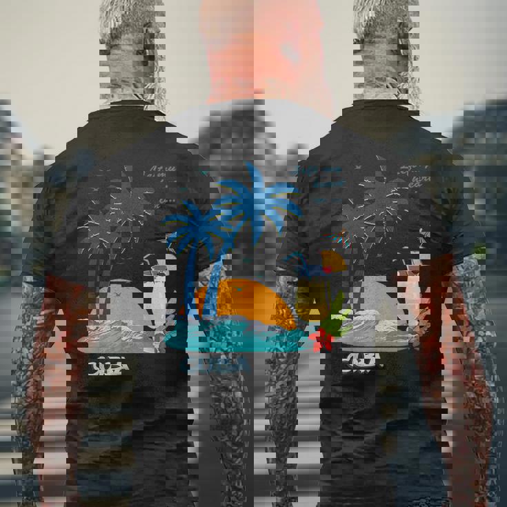 キューバ 熱帯の風景 ハバナ ギフト お土産 カリブ海 ヤシの木 冒険 メンズTシャツ バックプリント 高齢者への贈り物