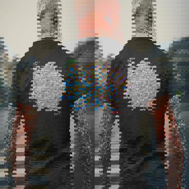 キューブ 迷路&迷路 メンズTシャツ バックプリント 高齢者への贈り物