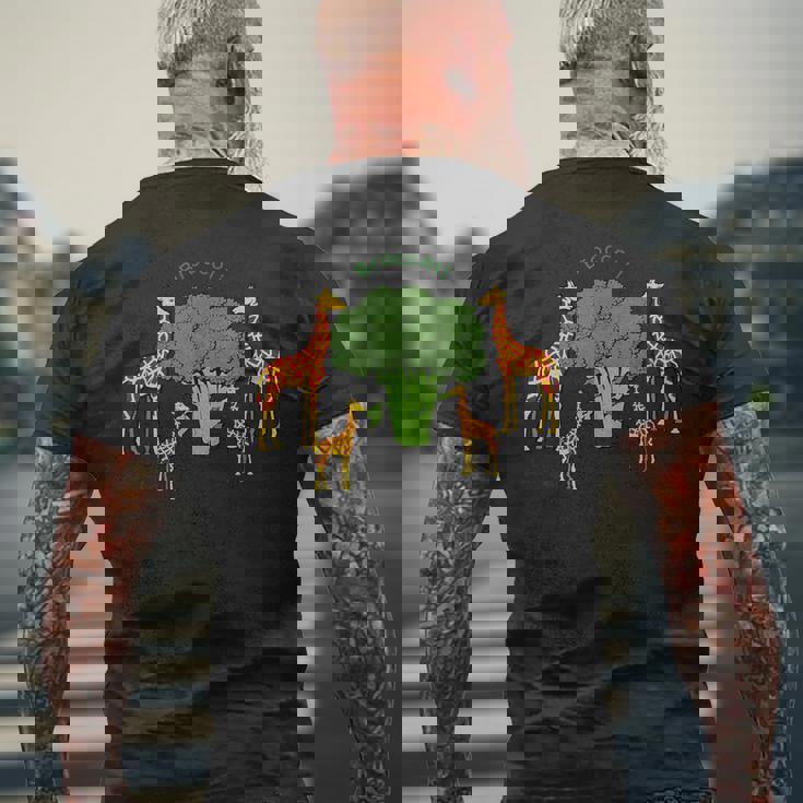 キリン ベジタリアンファミリー 食べる ブロッコリー メンズTシャツ バックプリント 高齢者への贈り物