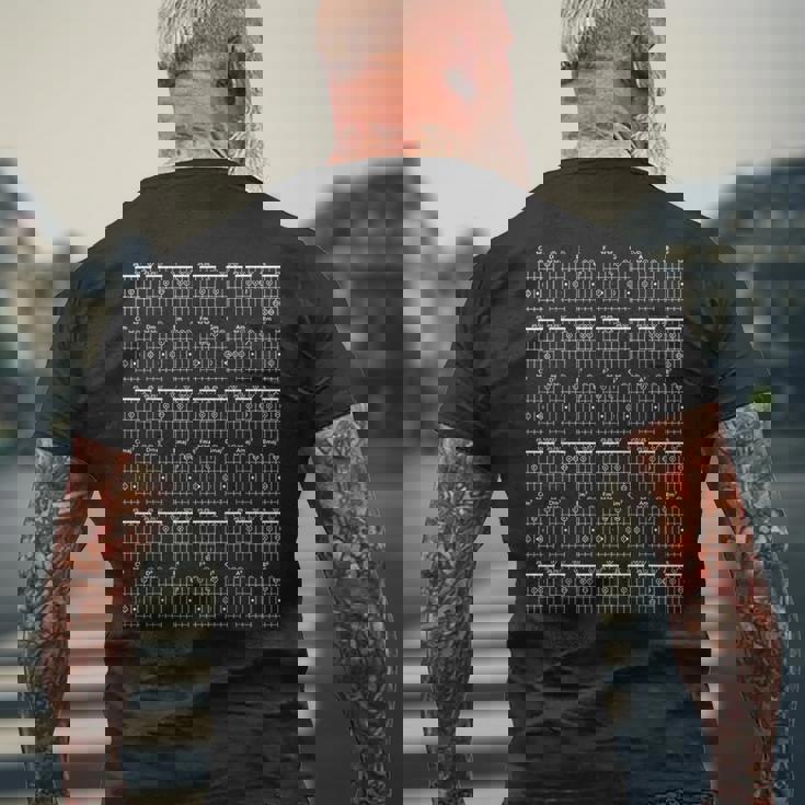 ギタープレーヤー コードチャート アドバンスミュージックセオリー クラススタディ メンズTシャツ バックプリント 高齢者への贈り物