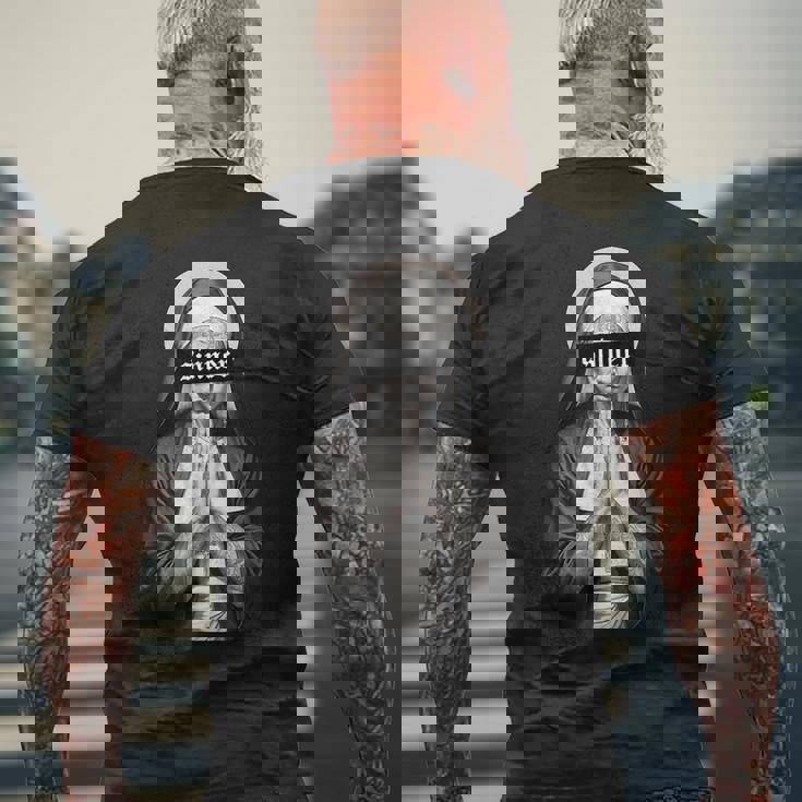 ギャングスター 修道女 入れ墨 尼僧 タトゥーアート ストリートウェア ヒップホップ メンズTシャツ バックプリント 高齢者への贈り物