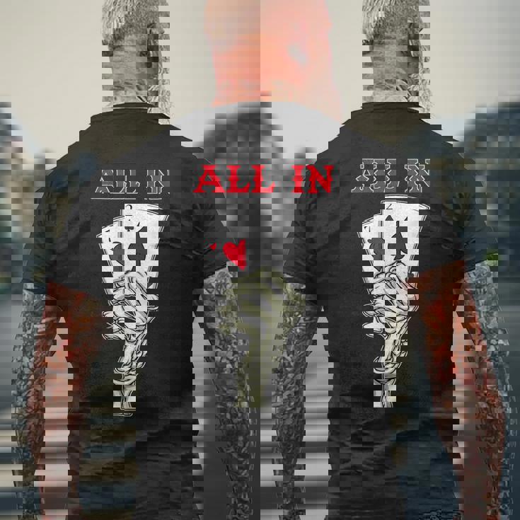 ギャンブル ポーカー プレーヤー スケルトン ハンド ポーカー カード 7 2 ポーカー メンズTシャツ バックプリント 高齢者への贈り物